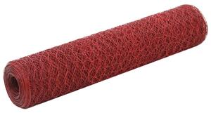 Chicken Wire Fence Steel with PVC Coating 25x0.75 m Red