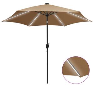 Parasol with LED Lights and Aluminium Pole 300 cm Taupe
