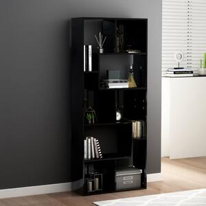 Book Cabinet High Gloss Black 67x24x161 cm Engineered Wood
