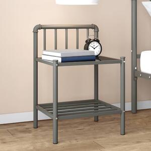 Bedside Cabinet Grey and Black 45x34.5x62.5 cm Metal and Glass