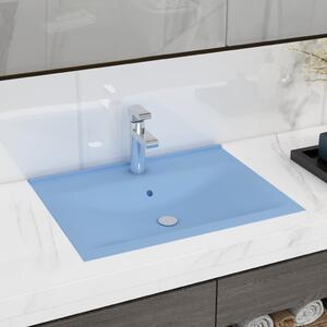 Luxury Basin with Faucet Hole Matt Light Blue 60x46 cm Ceramic