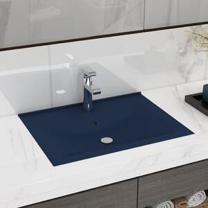 Luxury Basin with Faucet Hole Matt Dark Blue 60x46 cm Ceramic