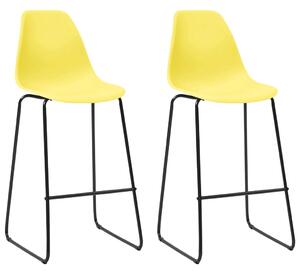 Bar Chairs 2 pcs Yellow Plastic
