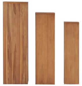 3 Piece Plant Stand Set Solid Teak Wood