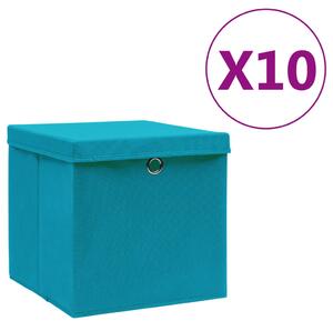 Storage Boxes with Covers 10 pcs 28x28x28 cm Baby Blue