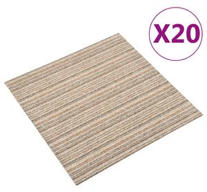 Carpet Floor Tiles 20 pcs 5 m² 50x50 cm Striped Beige