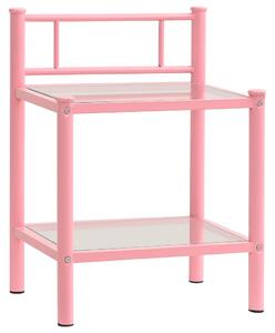 Bedside Cabinet Pink&Transparent 45x34.5x60.5 cm Metal & Glass
