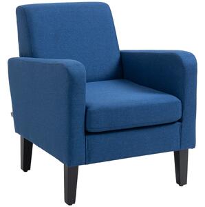 HOMCOM Modern Accent Chair, Occasional Chair with Rubber Wood Legs for Living Room, Bedroom, Blue