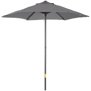 Outsunny 2m Patio Parasols Umbrellas, Outdoor Sun Shade with 6 Sturdy Ribs for Balcony, Bench, Garden, Dark Grey Aosom UK