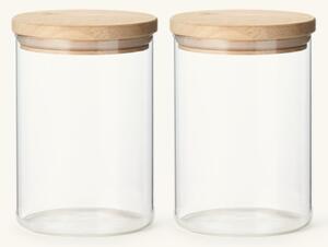 Jars with lid 2-pack - Glass/oak. 600 ml. 2 pcs. - Clear - Søstrene Grene