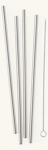 Straws with brush - Stainless steel. 21.5 cm. 4 pcs. - Silver Grey - Søstrene Grene