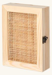 Key cabinet - Pinewood/plywood/rattan. 18 x 6.2 x 24 cm. - Nature - Søstrene Grene