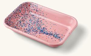 Flow Fest tray small - pink - Enameled steel. 22 x 16 x 3.7 cm. - Rose - Kapka