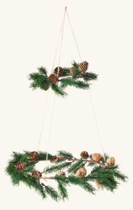 Hanging double wreath - Paper/artificial spruce. Ø28/14 cm. - Dark Green - Søstrene Grene