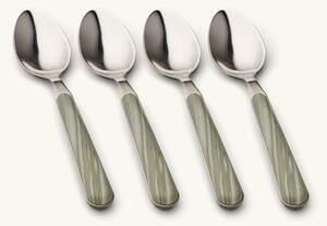 Teaspoon set Texture Legno - Stainless steel/polyester. 14.7 cm. 4 pcs. - Milky Green - NEVA Posateria Creativa