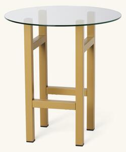 Side table - Ash wood/glass/stainless steel. Ø40 x H44 cm. - Khaki - Hübsch