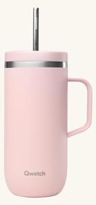 Insulated cup with handle 600 ml - Stainless steel. Ø8.4 x 19 cm. - Rose - Qwetch