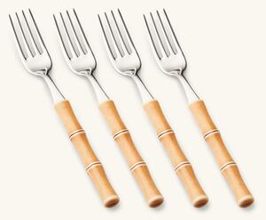 Fork Bamboo - Stainless steel/nylon. 20.5 cm. 4 pcs. - Nature - NEVA Posateria Creativa