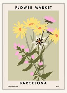 Poster Flower Market Barcelona 50 x 70 - NKTN. - Lemon - Poster and Frame