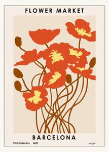 Poster Flower Market Barcelona 50 x 70 - NKTN. - Terracotta - Poster and Frame