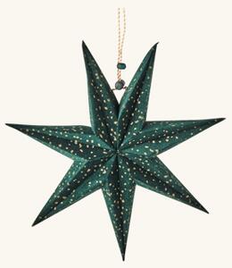 Velvet star Ø20 - Paper. Ø20 cm. - Dark Green - Søstrene Grene