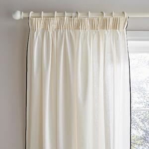 Contrast Edge Unlined Pencil Pleat Curtains Natural
