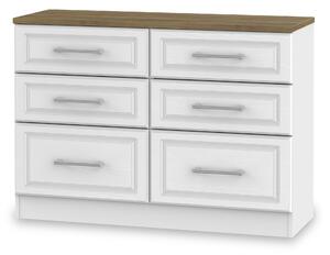 Talland White 6 Drawer Wide Chest Contemporary Storage for Bedroom or Living Room | Roseland Furniture