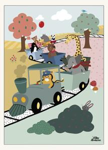 Adventure Train A3 - Willero Illustration. - Multi - Poster and Frame Kids