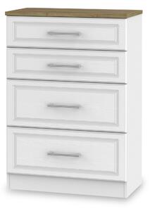Talland White 4 Drawer Deep Chest Contemporary Cupboard for Bedroom | Roseland Furniture