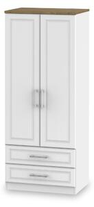 Talland White 2 Door 2 Drawer Double Wardrobe Contemporary Cupboard for Bedroom | Roseland Furniture