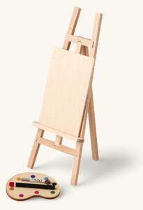 Miniature canvas and easel - Pinewood/poplar plywood/polypropylene/paper. 3 pcs. - Nature - Søstrene Grene