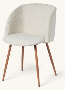 Chair with bouclé fabric - Iron/polyester/polyurethane. 50 x 42,5 x 81 cm. - Off White - Søstrene Grene