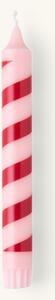 Striped candles - Stearin/paraffin wax. 2.2 x 19 cm. 2 pcs. 7 hours. - Rose - Søstrene Grene