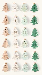 Decorative pegs with numbers - Poplar wood. 24 pcs. - Multi - Søstrene Grene