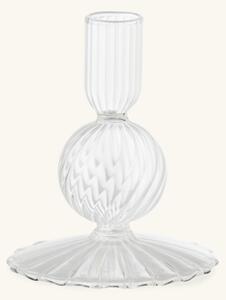 Candleholder - Glass. Ø9 x 11 cm. - Clear - Søstrene Grene