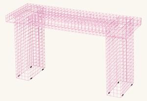 WIRE BENCH - Metal. 90 x 31.5 x 50 cm. - Rose - Kalager Design