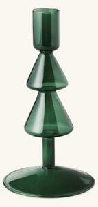 Candleholder - Glass. 17 cm. - Dark Green - Søstrene Grene