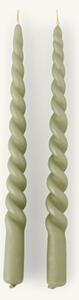 Twisted candles 28 cm - Paraffin wax. 28 x 2.2 cm. 2 pcs. - Thyme Green - Søstrene Grene