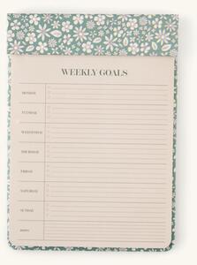 Weekly goal planner - Paper/PU. 14 x 19.5 cm. 70 sheets. - Moss Green - Søstrene Grene