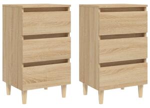 Bed Cabinets & Solid Wood Legs 2 pcs Sonoma Oak 40x35x69 cm