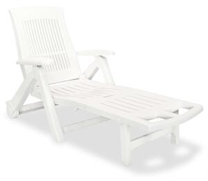Sun Lounger with Footrest Plastic White