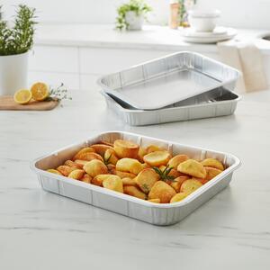 Pack of 3 Smooth Wall Foil Baking Tray Silver