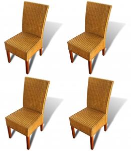 Dining Chairs 4 pcs Brown Natural Rattan