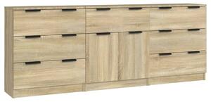 3 Piece Sideboards Sonoma Oak Engineered Wood