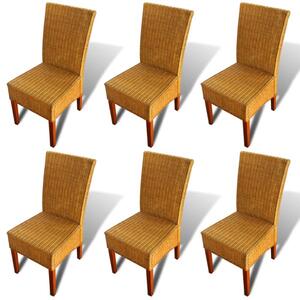 Dining Chairs 6 pcs Brown Natural Rattan