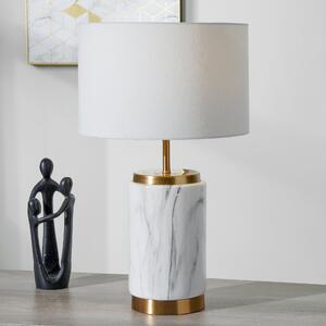 Carrara Ceramic Brass Table Lamp White