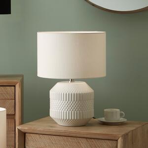 Meribel Geo Textured Ceramic Table Lamp White