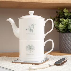 Mary Berry Garden Tea for One Flowers Set White/Grey