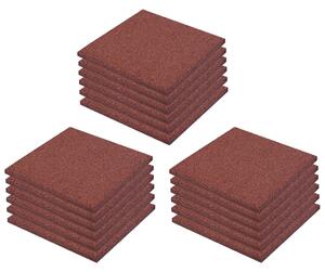 Fall Protection Tiles 18 pcs Rubber 50x50x3 cm Red