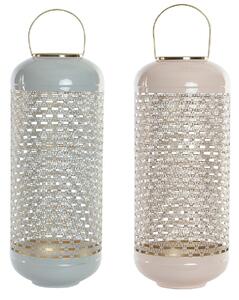 Candleholder DKD Home Decor Blue Pink Aluminium 24 x 24 x 60 cm 24 x 24 x 71 cm (2 Units) (2 Pieces)